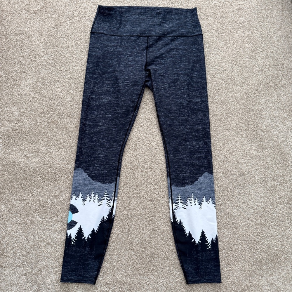 Colorado Threads Yoga Leggings Womens XL Grey Mountain Forest Recycled Graphic